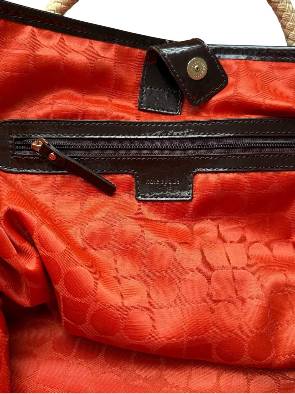 Kate Spade Wicker and Rope Tote Bag Orange Beige Zebra Print Beach Vacation - Picture 15 of 16